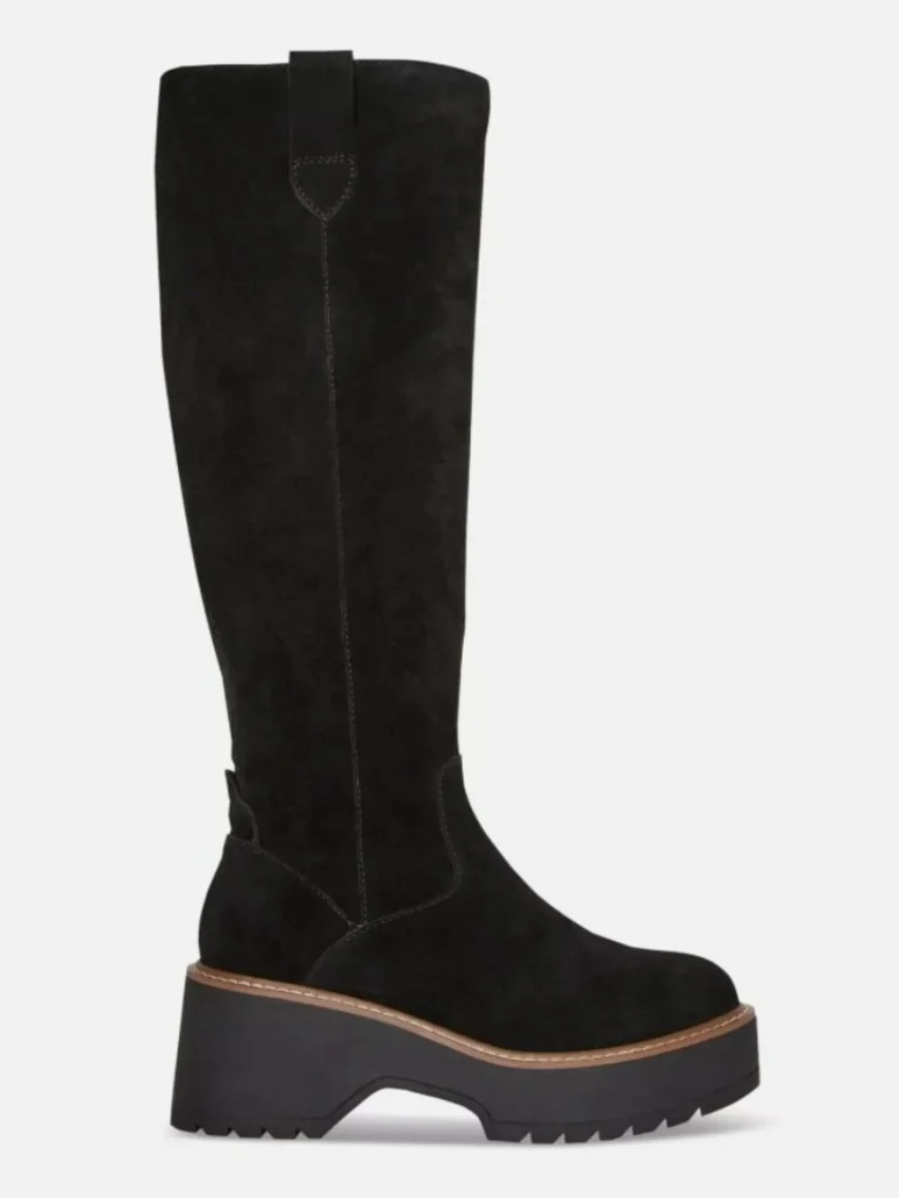 Aqua College Womens Gina Platform Boots Black Suede 9.5M